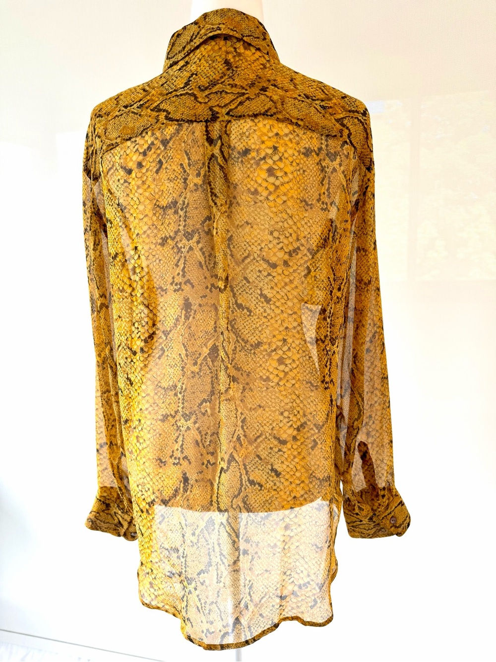 Equipment Golden Yellow Snake Print Silk Blouse with Pockets - Picture 4 of 10